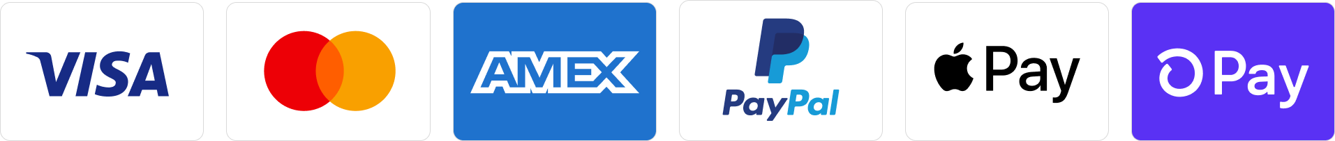 Accepted payment methods: Visa, Mastercard, American Express, PayPal, Apple Pay, Shop Pay